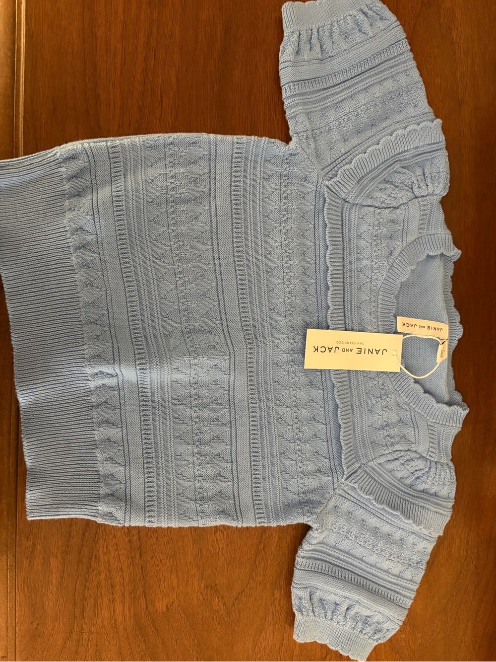 Janie and Jack Pale Blue Textured Knit Sweater